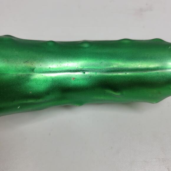 Vintage German Pickle Ornament 4" Green Glass Christmas Tradition Tree Decor - Picture 9 of 12